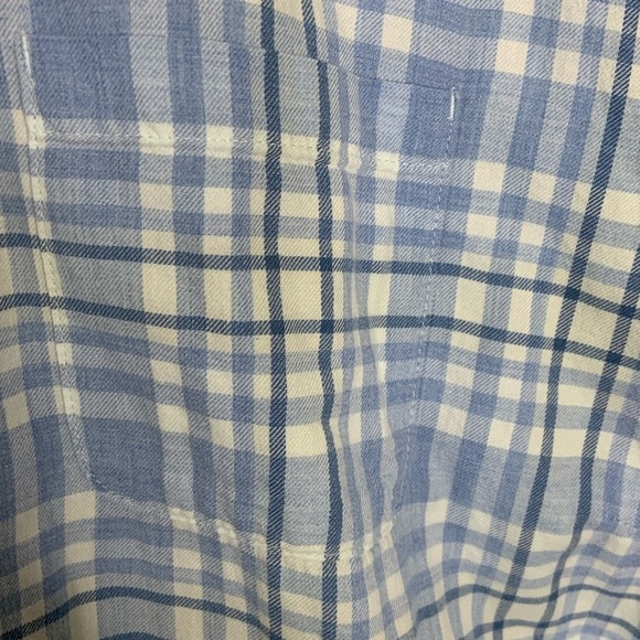 L L Bean Fleece Lined Flannel Shirt Jacket Check Plaid Blue Gray Smock Hem Sz 1X - Picture 4 of 14
